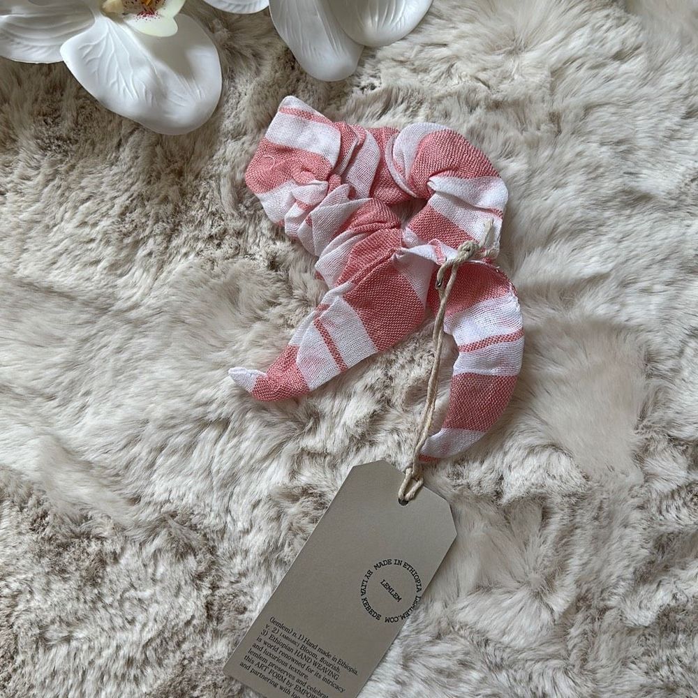 Lemlem Hair Scrunchie Dora Light Coral C13 One Size Style HSA1912
